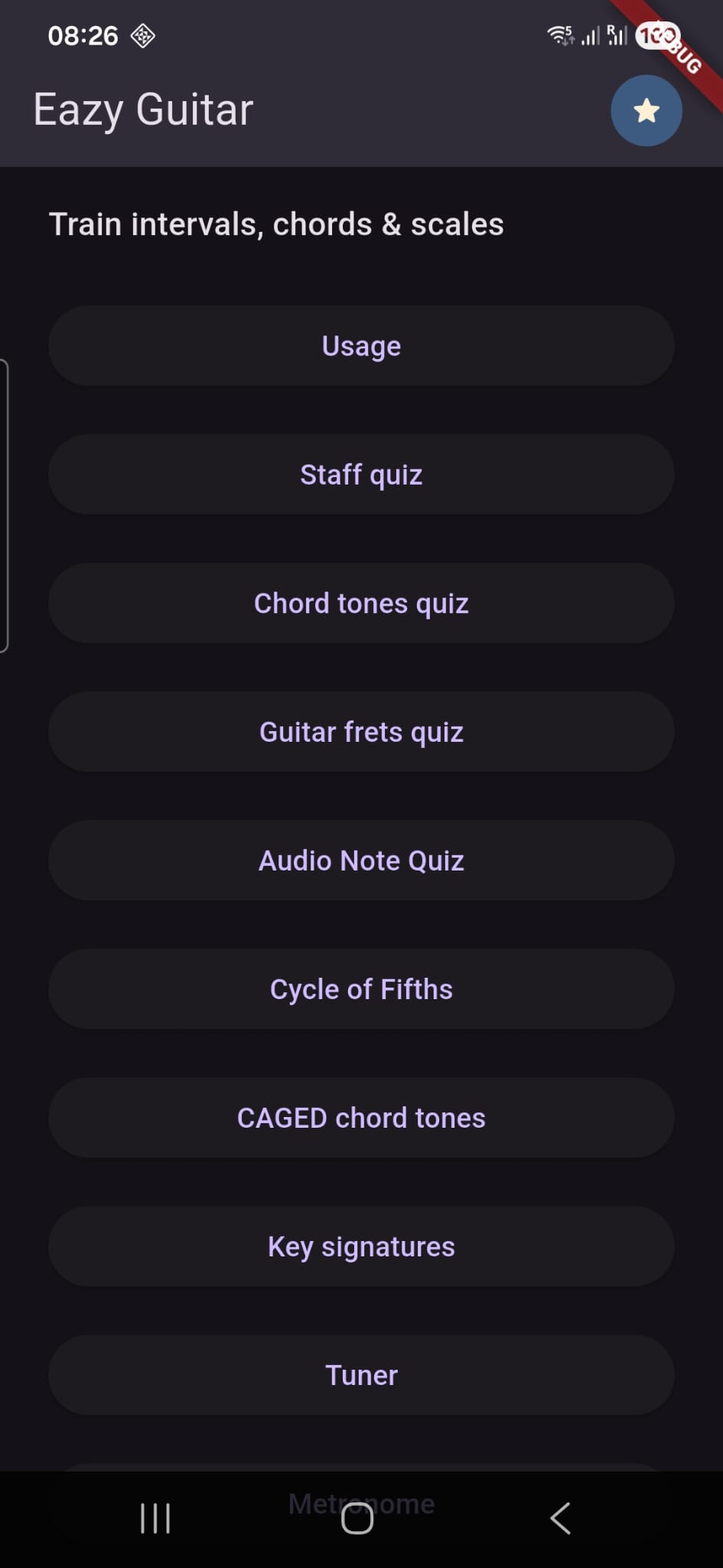 Eazy Guitar main training menu