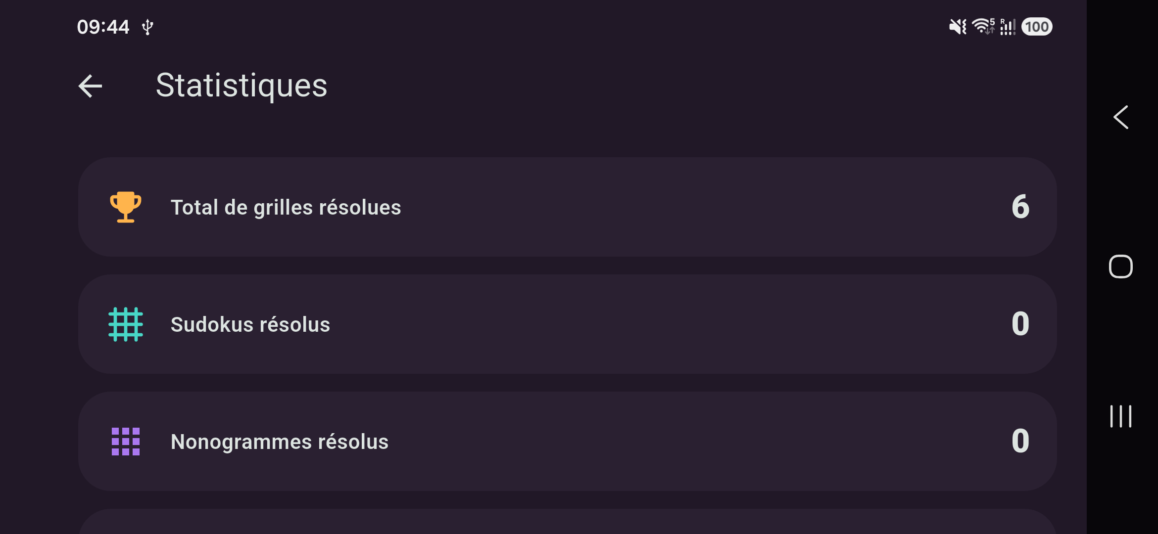 Eazy Puzzles statistics screen